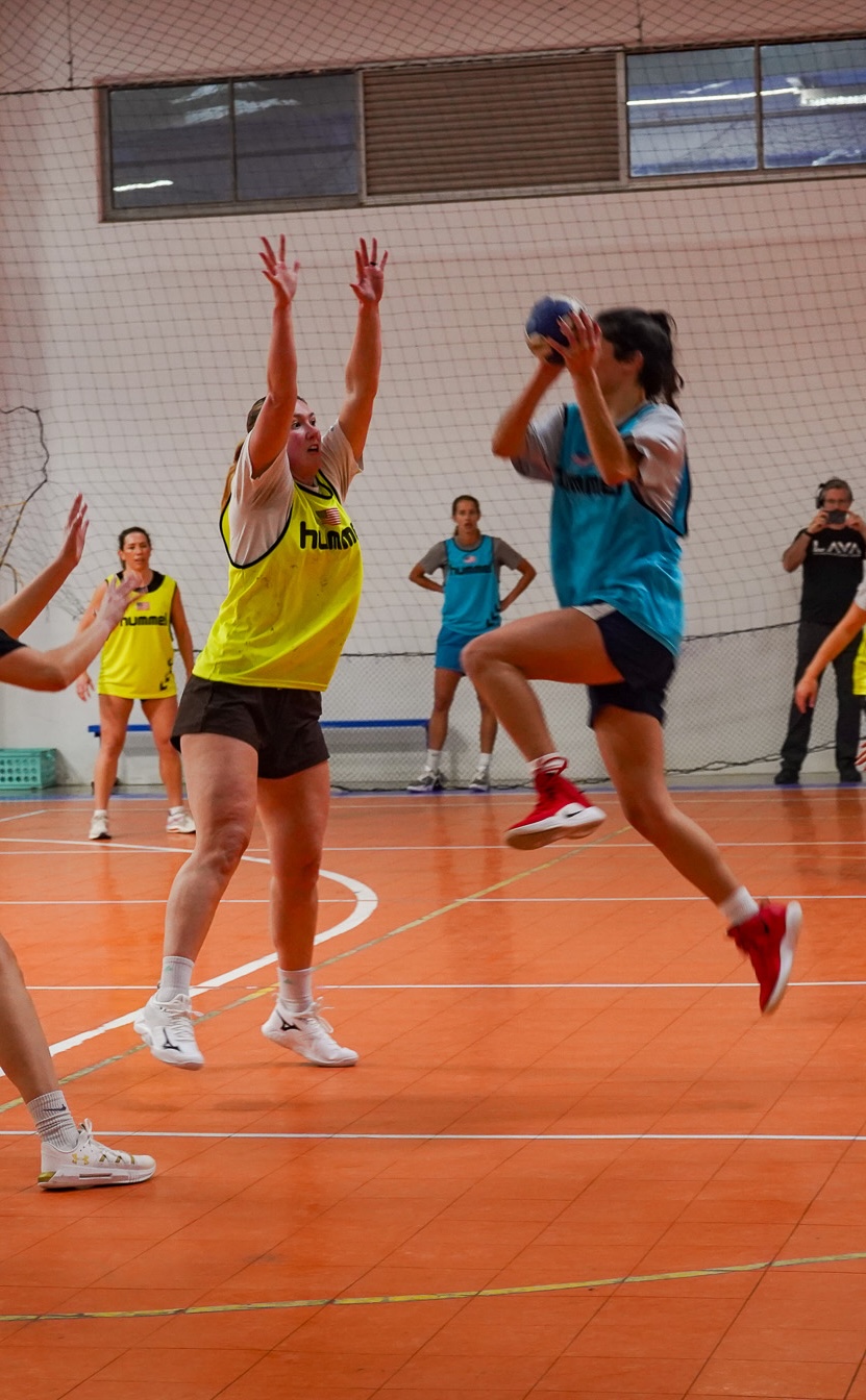 Athletes in action during training